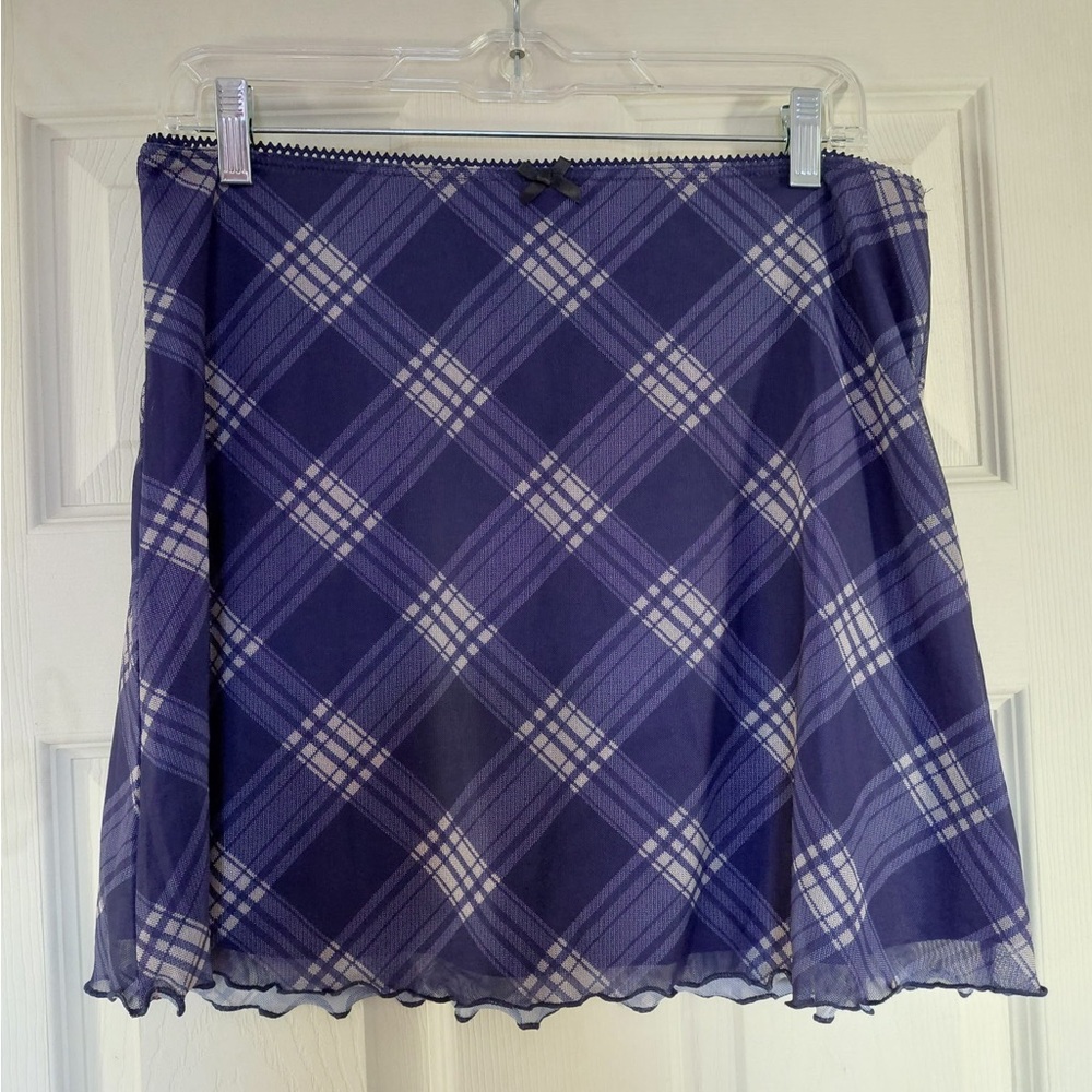 Cider Purple Plaid Mini Skirt